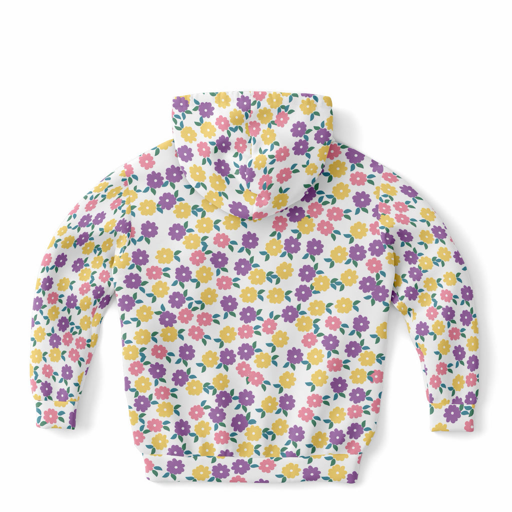 Girls Colorful Daisy Flower Hoodie – Ultra Comfy & Stretchy, Cozy Fleece or Lightweight Sports Fabric, Double-Layer Hood & Kangaroo Pocket