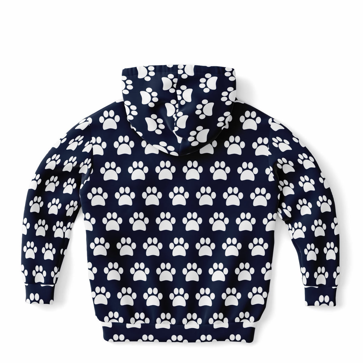 Kids Navy Blue Paw Print Hoodie – Ultra Comfy & Stretchy, Cozy Fleece or Lightweight Sports Fabric, Double-Layer Hood & Kangaroo Pocket