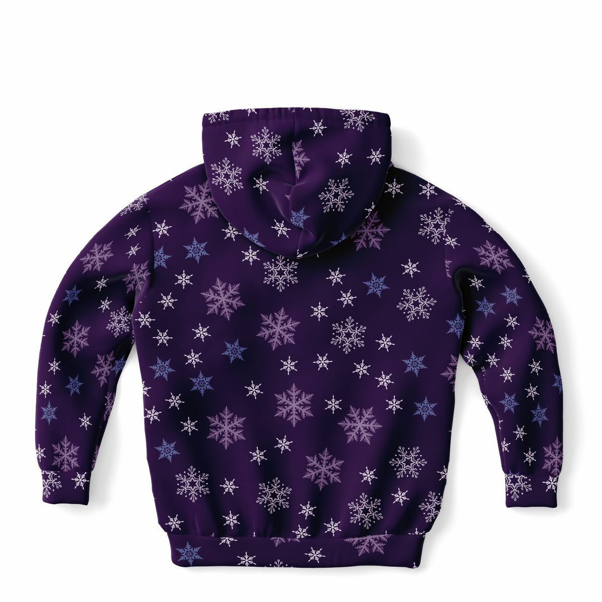 Kids Purple Snowflakes Christmas Hoodie – Ultra Comfy & Stretchy, Cozy Fleece or Lightweight Sports Fabric, Double-Layer Hood & Kangaroo Pocket