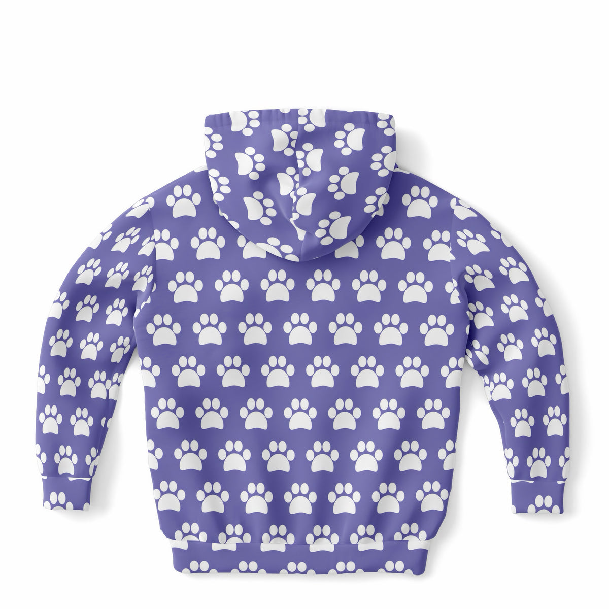 Girls Purple Paw Print Hoodie – Ultra Comfy & Stretchy, Cozy Fleece or Lightweight Sports Fabric, Double-Layer Hood & Kangaroo Pocket