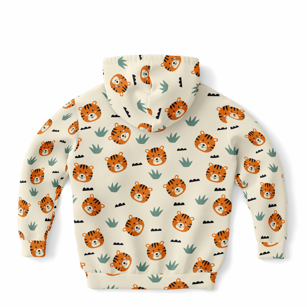 Kids Cute Orange Tiger Hoodie – Ultra Comfy & Stretchy, Cozy Fleece or Lightweight Sports Fabric, Double-Layer Hood & Kangaroo Pocket