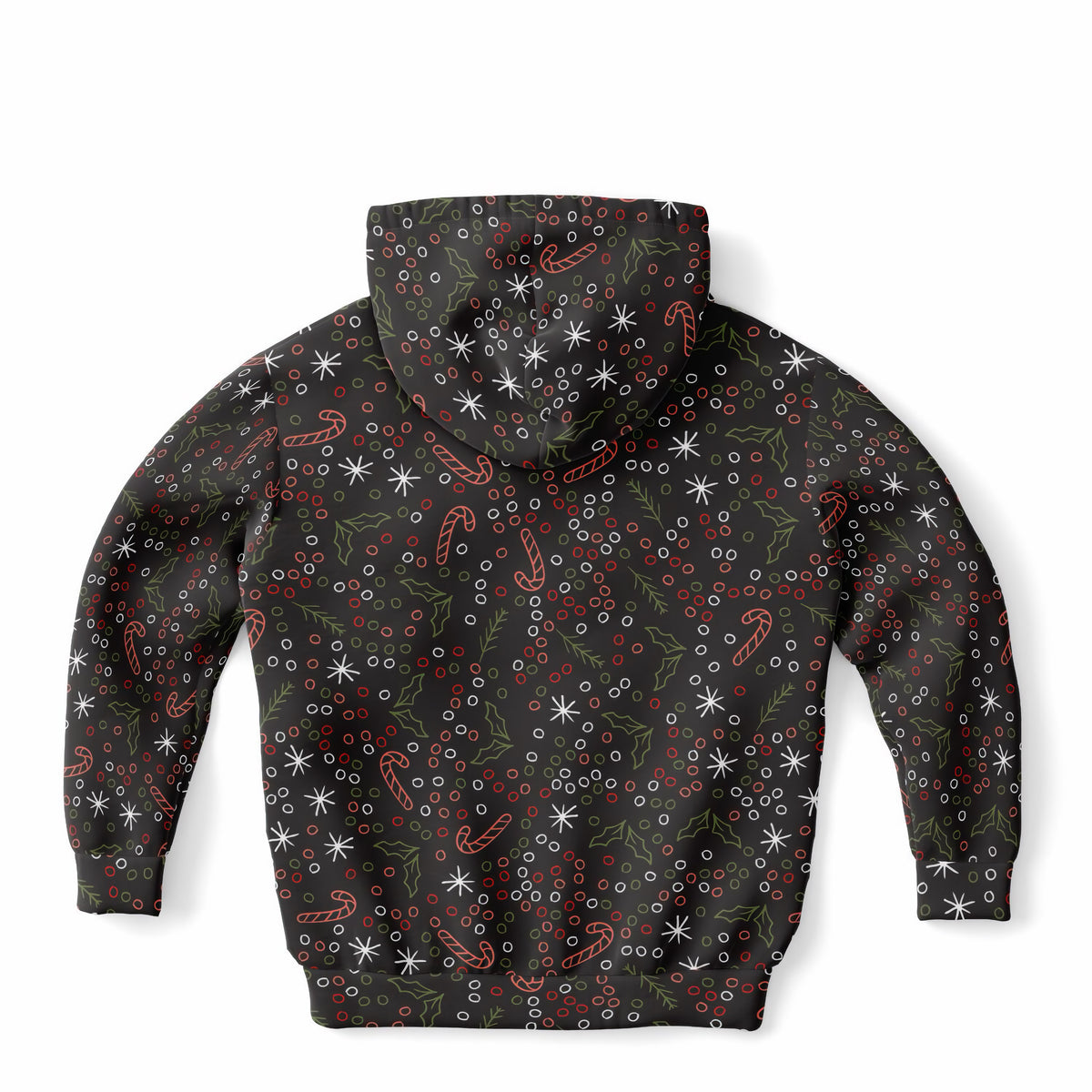Kids Dark Brown Christmas Candy Cane Hoodie – Ultra Comfy & Stretchy, Cozy Fleece or Lightweight Sports Fabric, Double-Layer Hood & Kangaroo Pocket