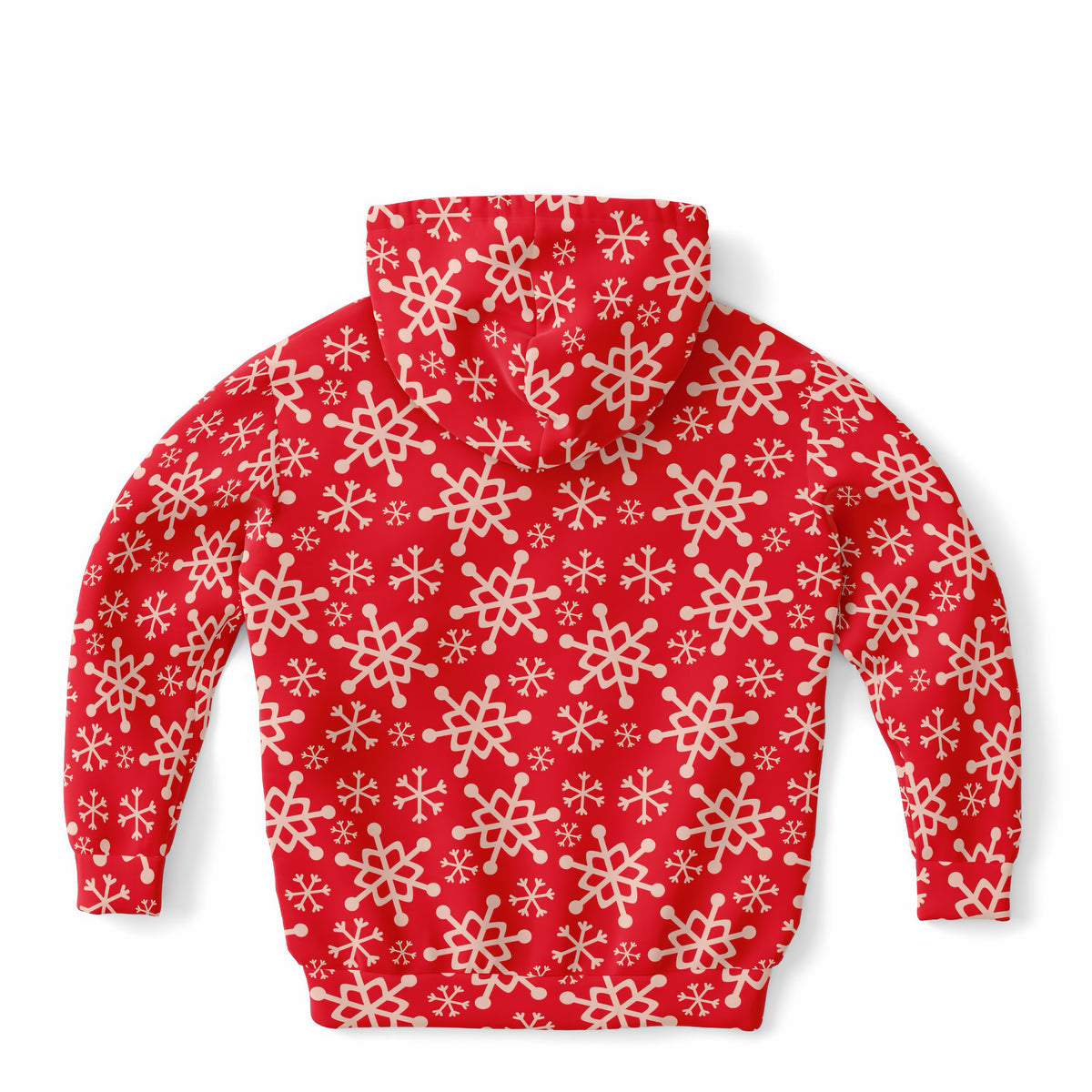Kids Red Snowflake Christmas Hoodie – Ultra Comfy & Stretchy, Cozy Fleece or Lightweight Sports Fabric, Double-Layer Hood & Kangaroo Pocket