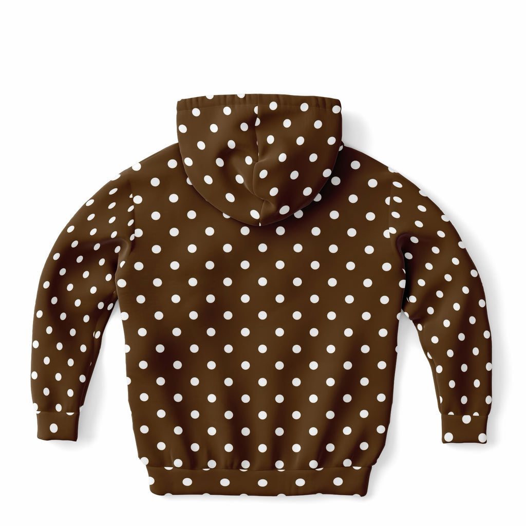 Kids Brown Polka Dot Hoodie – Ultra Comfy & Stretchy, Cozy Fleece or Lightweight Sports Fabric, Double-Layer Hood & Kangaroo Pocket