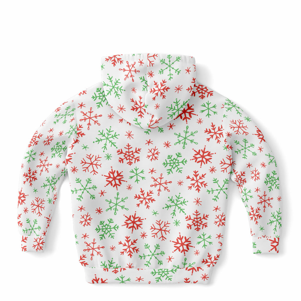 Kids Red & Green Candy Cane Christmas Hoodie – Ultra Comfy & Stretchy, Cozy Fleece or Lightweight Sports Fabric, Double-Layer Hood & Kangaroo Pocket