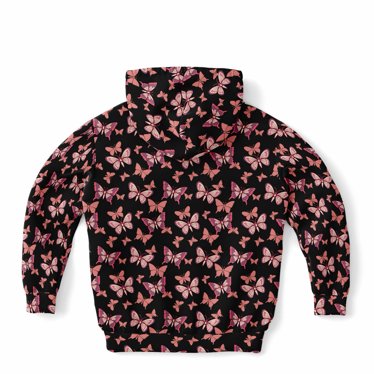 Girls Vibrant Pink Butterfly Hoodie – Ultra Comfy & Stretchy, Cozy Fleece or Lightweight Sports Fabric, Double-Layer Hood & Kangaroo Pocket