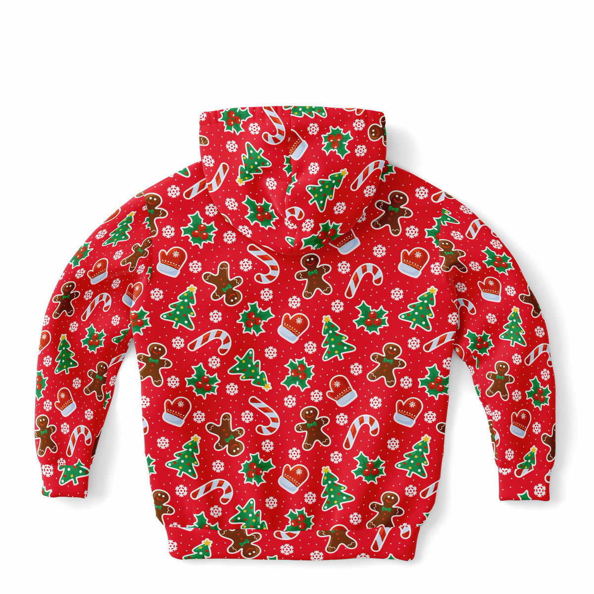 Kids Red Christmas Icons Hoodie – Ultra Comfy & Stretchy, Cozy Fleece or Lightweight Sports Fabric, Double-Layer Hood & Kangaroo Pocket