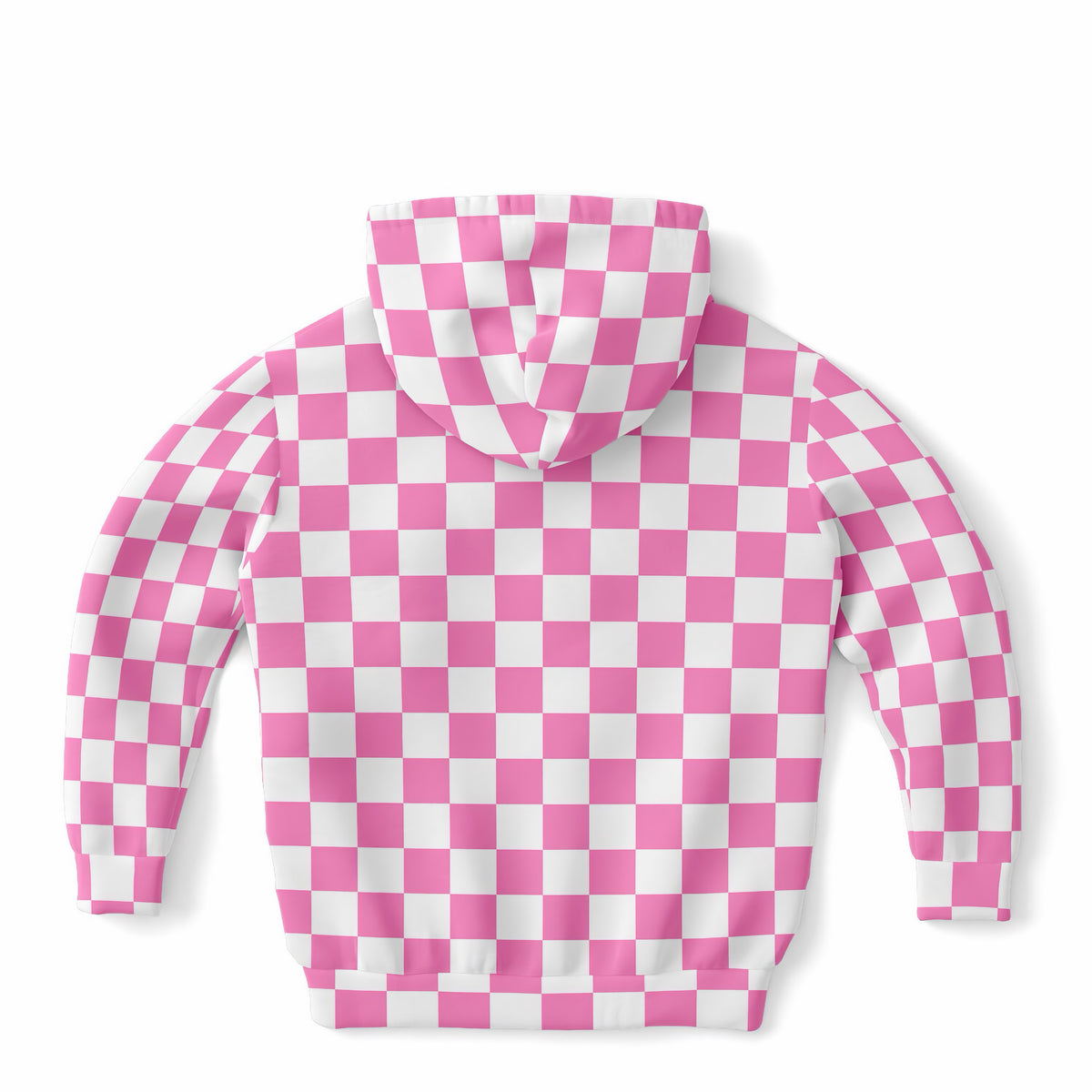 Girls Pink Checkered Hoodie – Ultra Comfy & Stretchy, Cozy Fleece or Lightweight Sports Fabric, Double-Layer Hood & Kangaroo Pocket