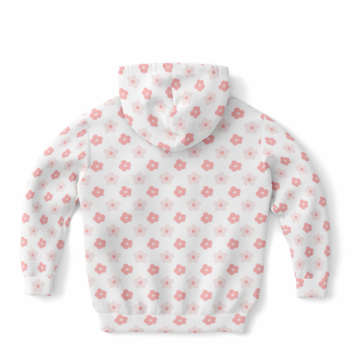 Girls Cute Pink Daisy Flower Hoodie – Ultra Comfy & Stretchy, Cozy Fleece or Lightweight Sports Fabric, Double-Layer Hood & Kangaroo Pocket