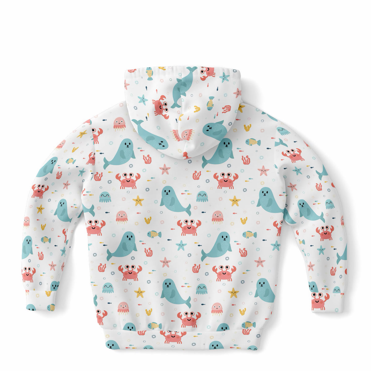 Kids Cute Ocean Animals Hoodie – Ultra Comfy & Stretchy, Cozy Fleece or Lightweight Sports Fabric, Double-Layer Hood & Kangaroo Pocket