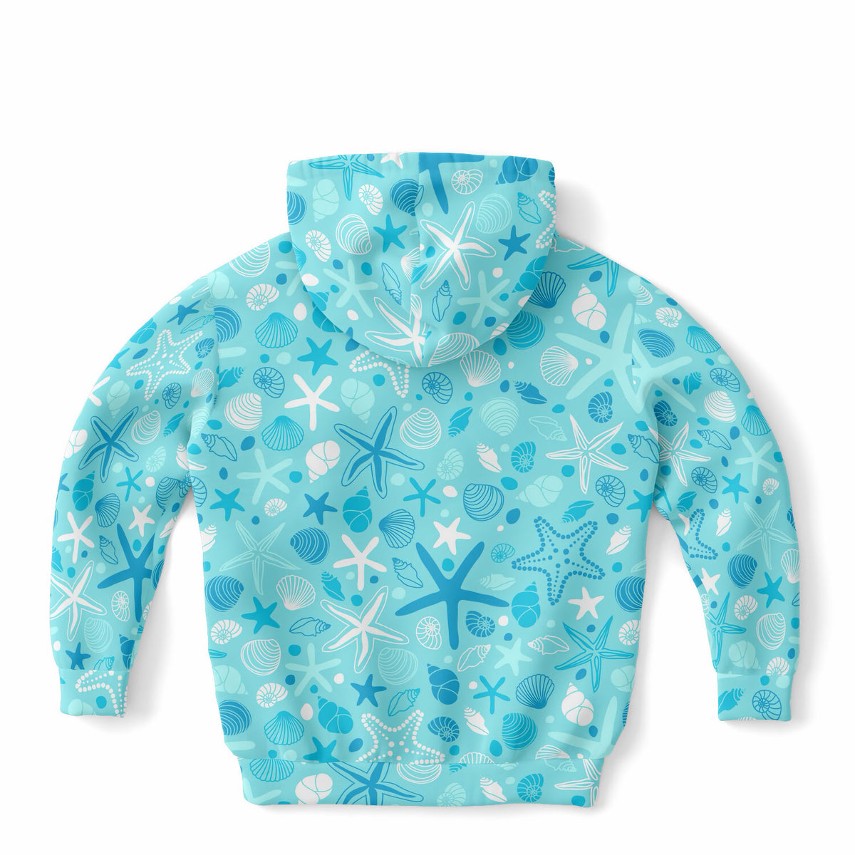 Kids Starfish & Shells Hoodie – Ultra Comfy & Stretchy, Cozy Fleece or Lightweight Sports Fabric, Double-Layer Hood & Kangaroo Pocket