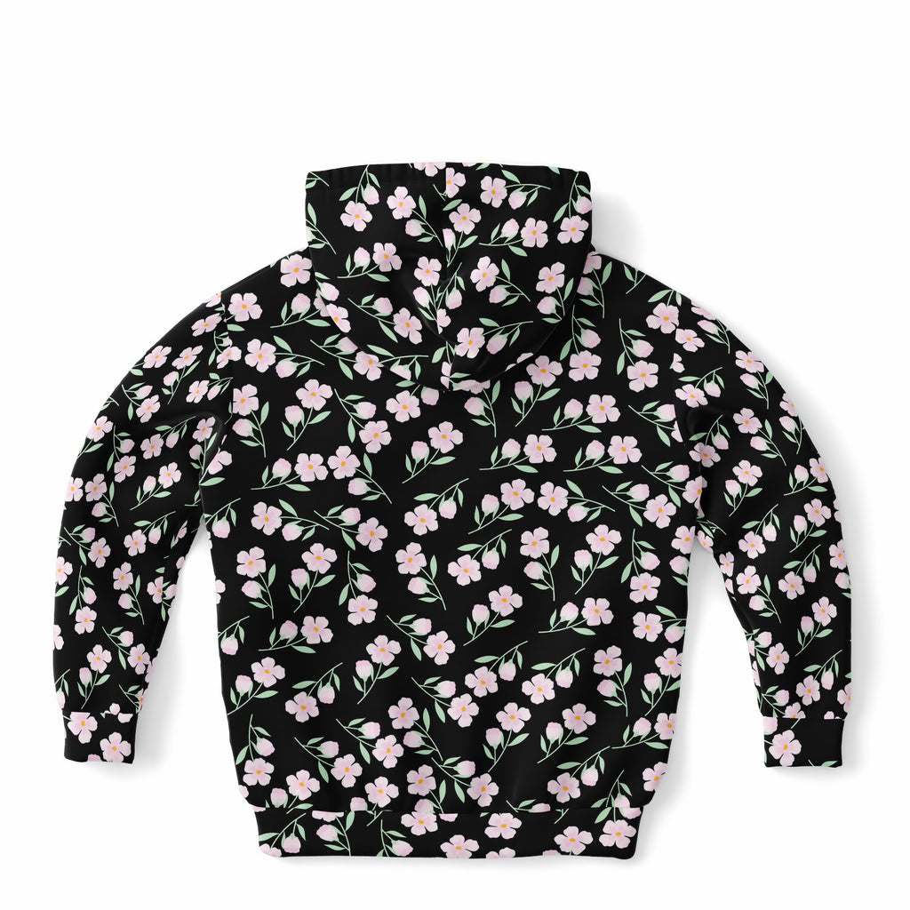 Girls Pink Flowers Hoodie – Ultra Comfy & Stretchy, Cozy Fleece or Lightweight Sports Fabric, Double-Layer Hood & Kangaroo Pocket