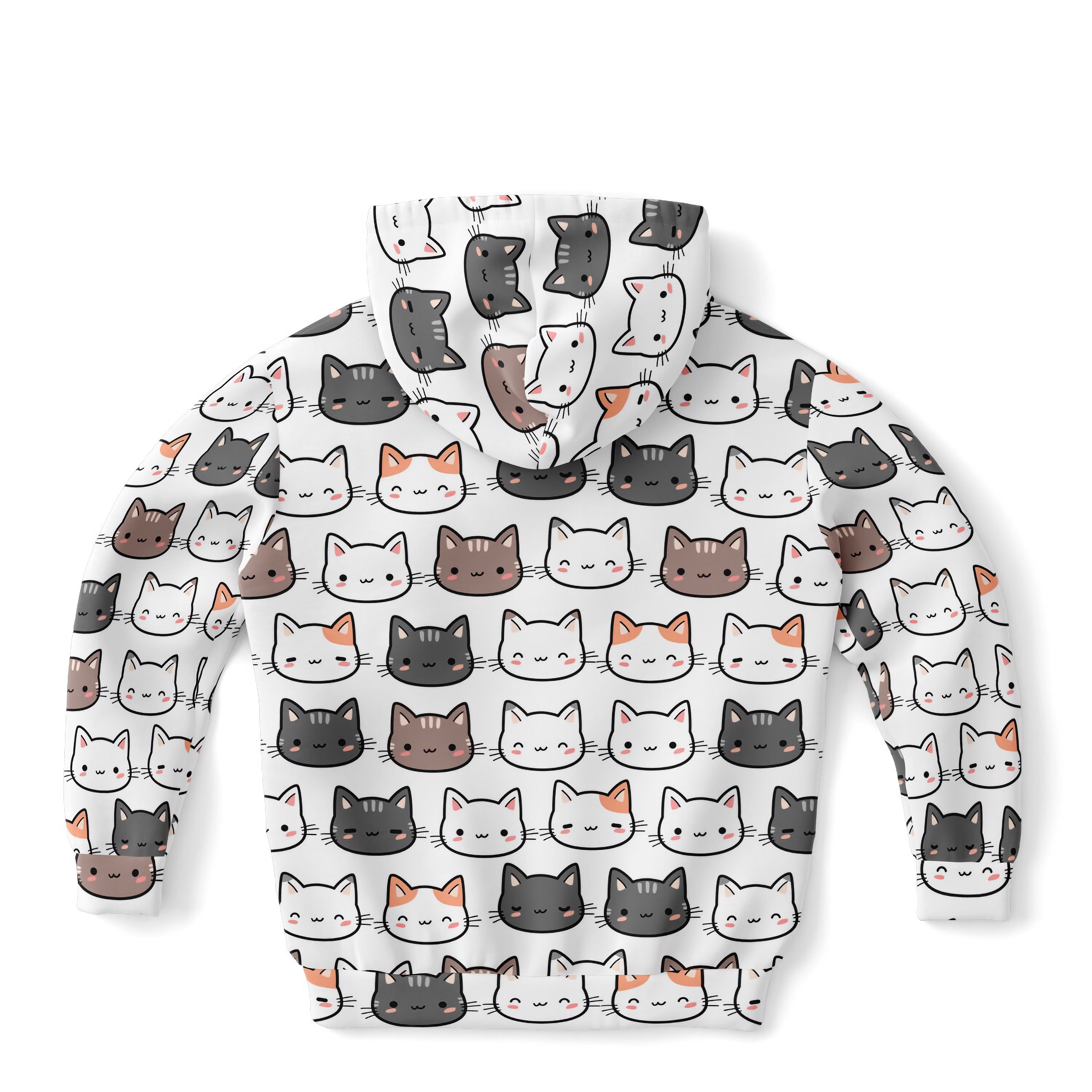 Girls Cat Hoodie – Cozy Cotton Fleece or Lightweight Sports Fabric