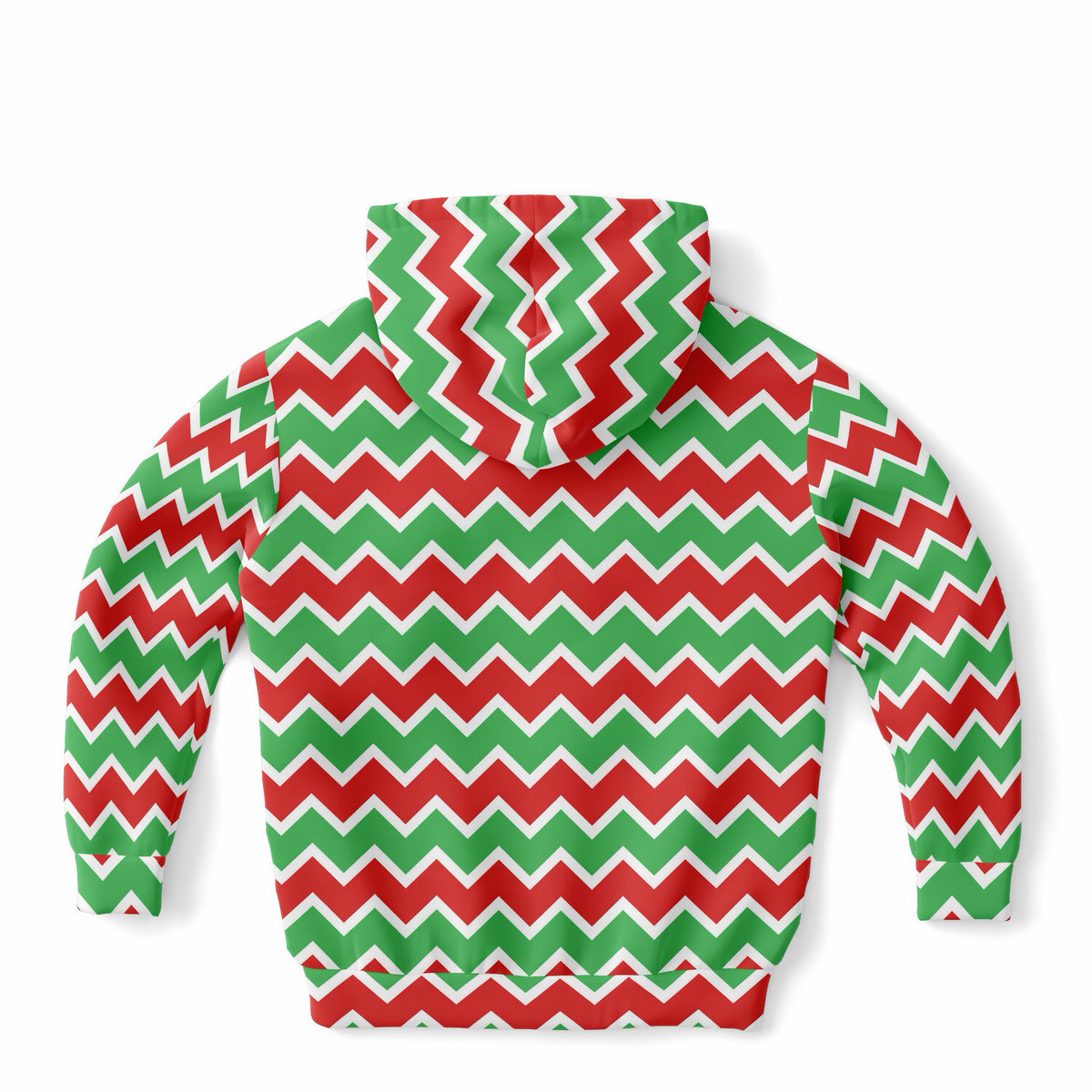 Kids Red & Green Christmas Chevron Hoodie – Ultra Comfy & Stretchy, Cozy Fleece or Lightweight Sports Fabric, Double-Layer Hood & Kangaroo Pocket