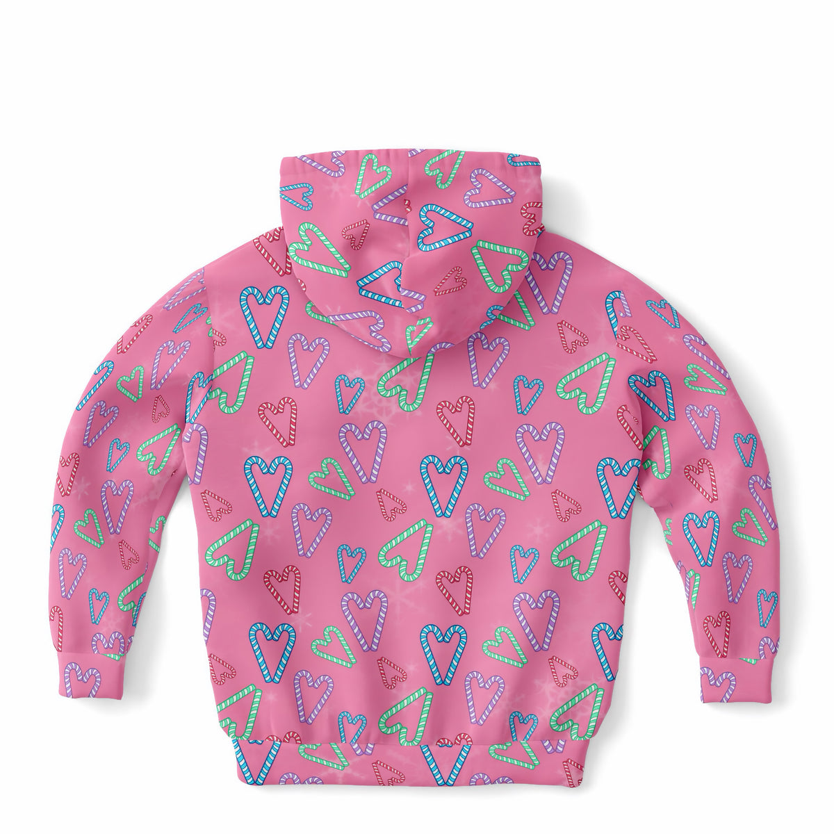 Girls Pink Christmas Candy Cane Hoodie – Ultra Comfy & Stretchy, Cozy Fleece or Lightweight Sports Fabric, Double-Layer Hood & Kangaroo Pocket