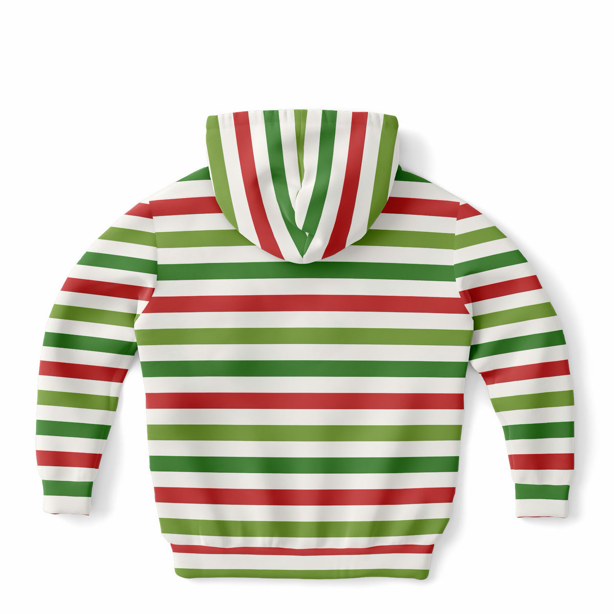 Kids Christmas Red & Green Striped Hoodie – Ultra Comfy & Stretchy, Cozy Fleece or Lightweight Sports Fabric, Double-Layer Hood & Kangaroo Pocket