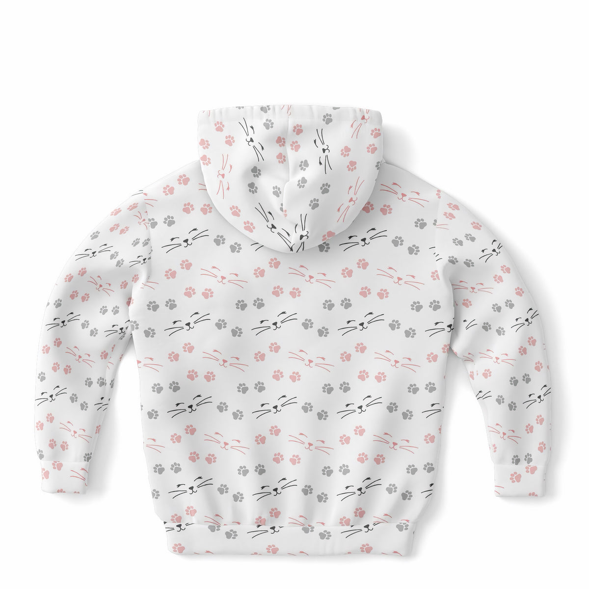 Girls Cat Face & Whiskers Hoodie – Ultra Comfy & Stretchy, Cozy Fleece or Lightweight Sports Fabric, Double-Layer Hood & Kangaroo Pocket
