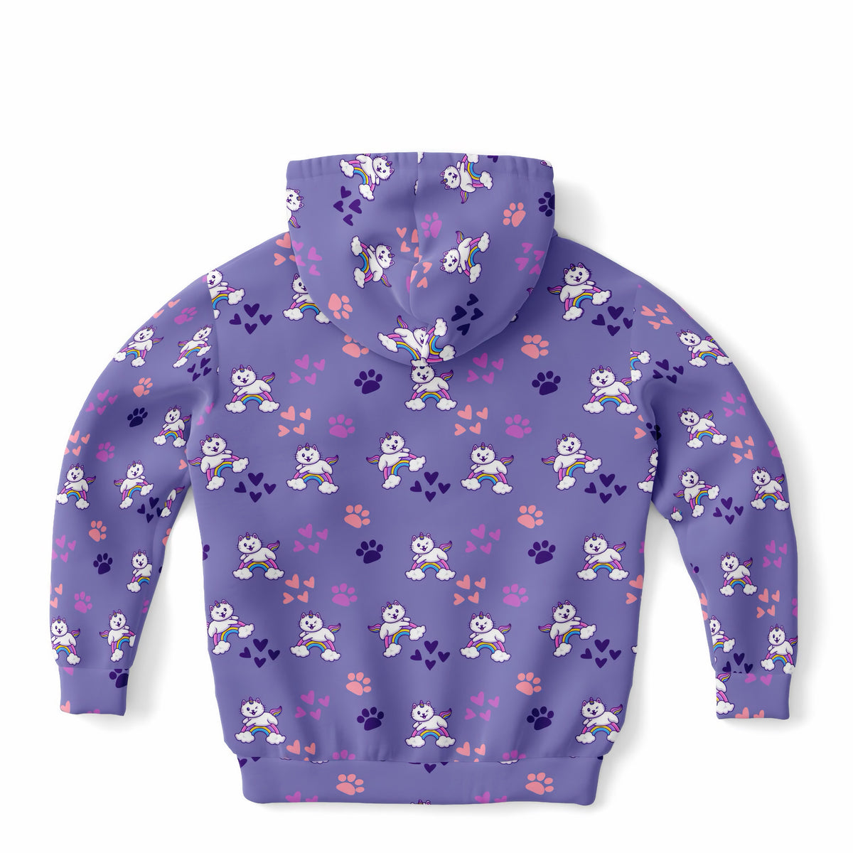 Girls Purple Caticorn Hoodie – Ultra Comfy & Stretchy, Cozy Fleece or Lightweight Sports Fabric, Double-Layer Hood & Kangaroo Pocket