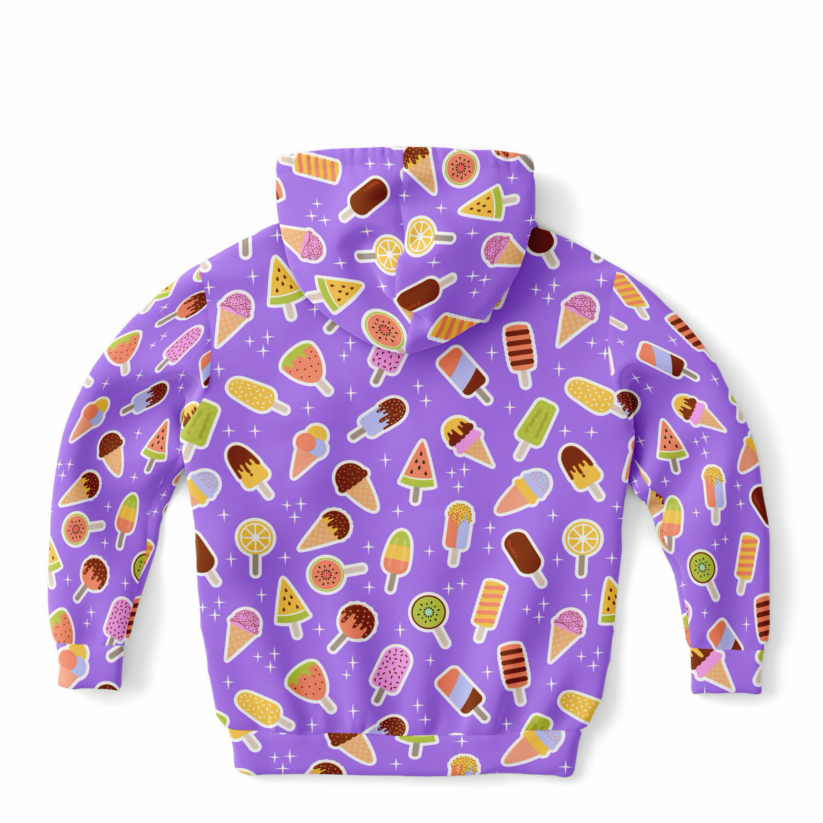 Girls Purple Ice Cream Hoodie – Ultra Comfy & Stretchy, Cozy Fleece or Lightweight Sports Fabric, Double-Layer Hood & Kangaroo Pocket