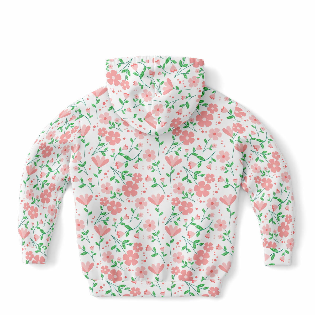 Girls Pretty Pink Flowers Hoodie – Ultra Comfy & Stretchy, Cozy Fleece or Lightweight Sports Fabric, Double-Layer Hood & Kangaroo Pocket