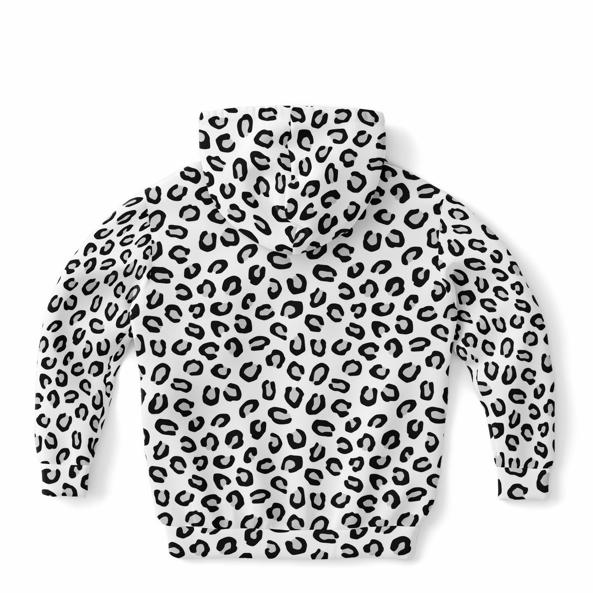 Kids Black & White Leopard Print Hoodie – Ultra Comfy & Stretchy, Cozy Fleece or Lightweight Sports Fabric, Double-Layer Hood & Kangaroo Pocket