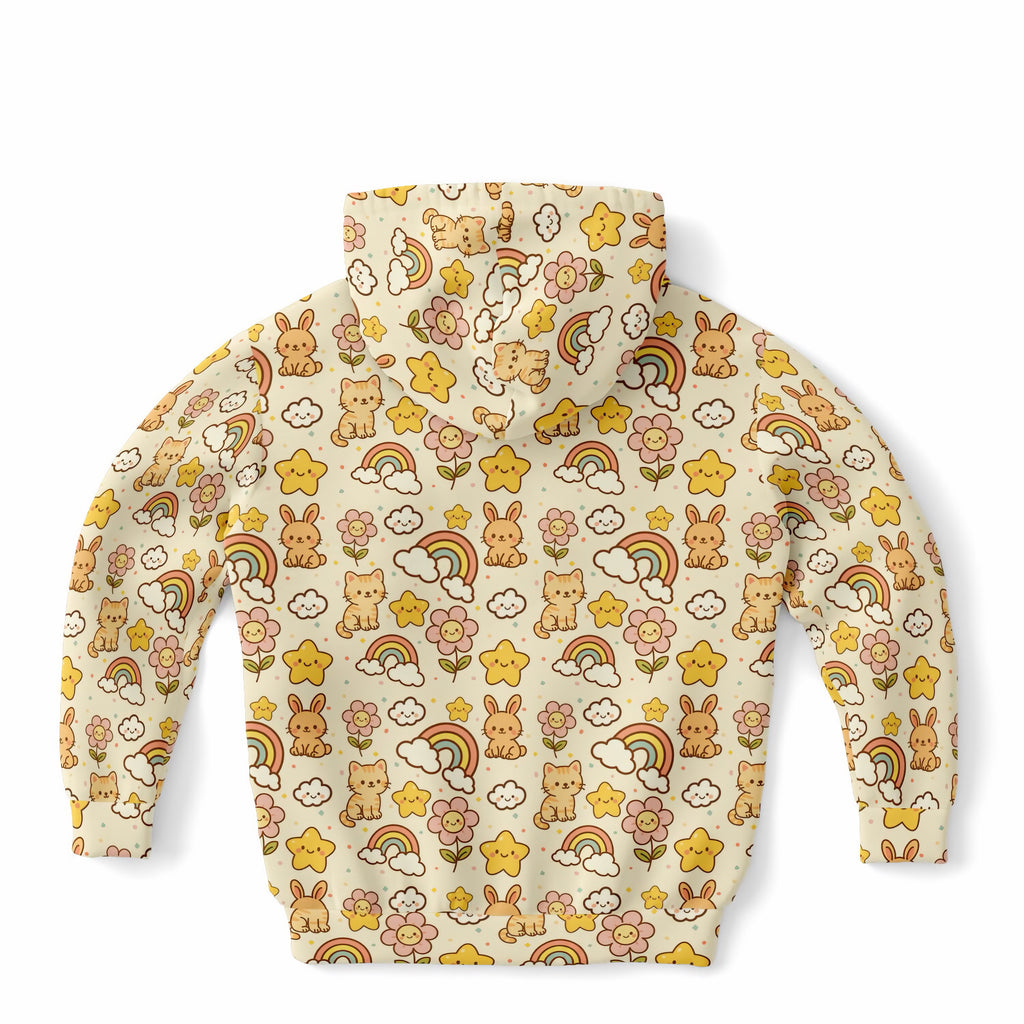 Girls Cute Kawaii Bunny & Kitten Hoodie – Ultra Comfy & Stretchy, Cozy Fleece or Lightweight Sports Fabric, Double-Layer Hood & Kangaroo Pocket