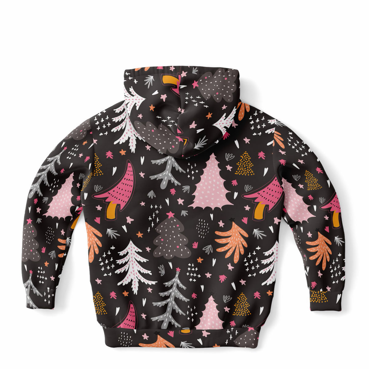 Girls Dark Brown Christmas Tree Hoodie – Ultra Comfy & Stretchy, Cozy Fleece or Lightweight Sports Fabric, Double-Layer Hood & Kangaroo Pocket