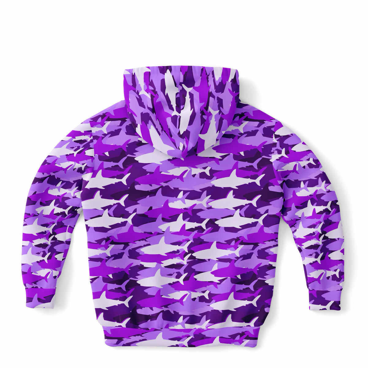 Girls Purple Shark Camouflage Hoodie – Ultra Comfy & Stretchy, Cozy Fleece or Lightweight Sports Fabric, Double-Layer Hood & Kangaroo Pocket