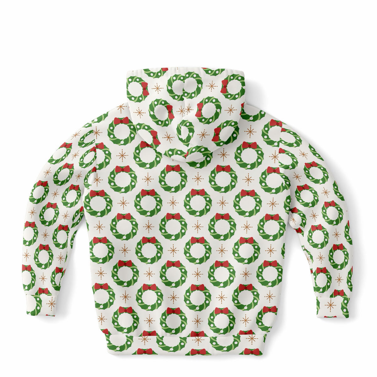 Kids Christmas Wreath Hoodie – Ultra Comfy & Stretchy, Cozy Fleece or Lightweight Sports Fabric, Double-Layer Hood & Kangaroo Pocket