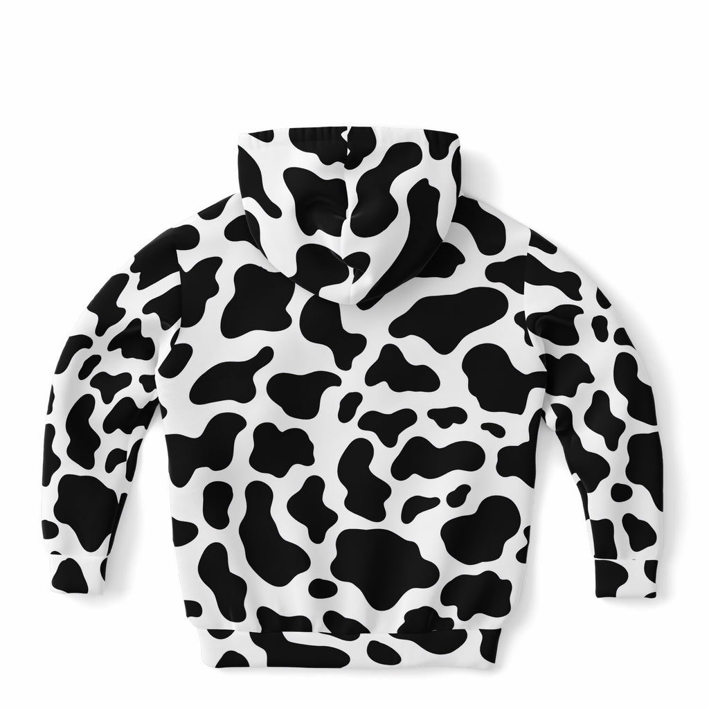 Kids Cow Print Hoodie – Ultra Comfy & Stretchy, Cozy Fleece or Lightweight Sports Fabric, Double-Layer Hood & Kangaroo Pocket