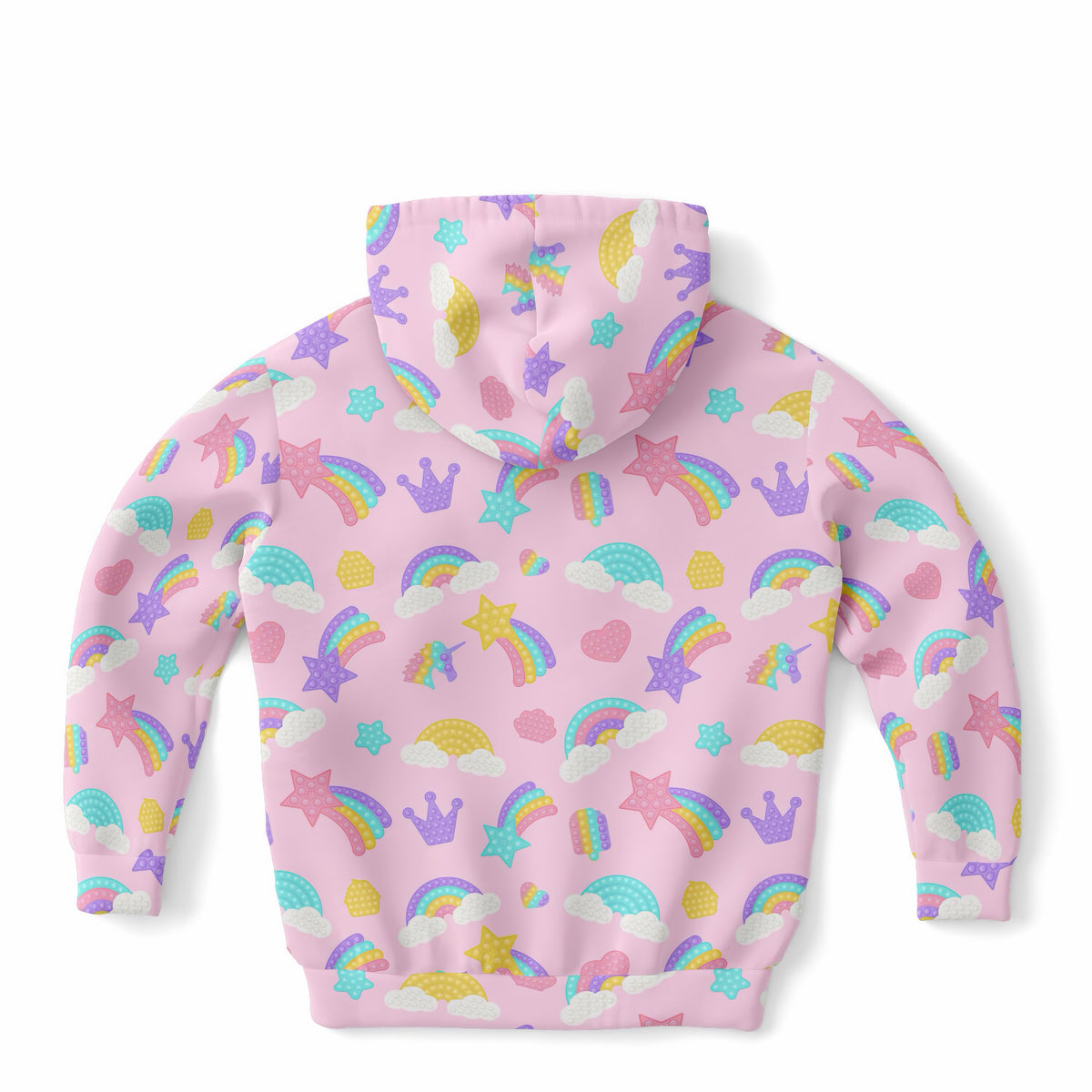 Girls Pink Rainbow Fidget Toy Themed Hoodie – Ultra Comfy & Stretchy, Cozy Fleece or Lightweight Sports Fabric, Double-Layer Hood & Kangaroo Pocket