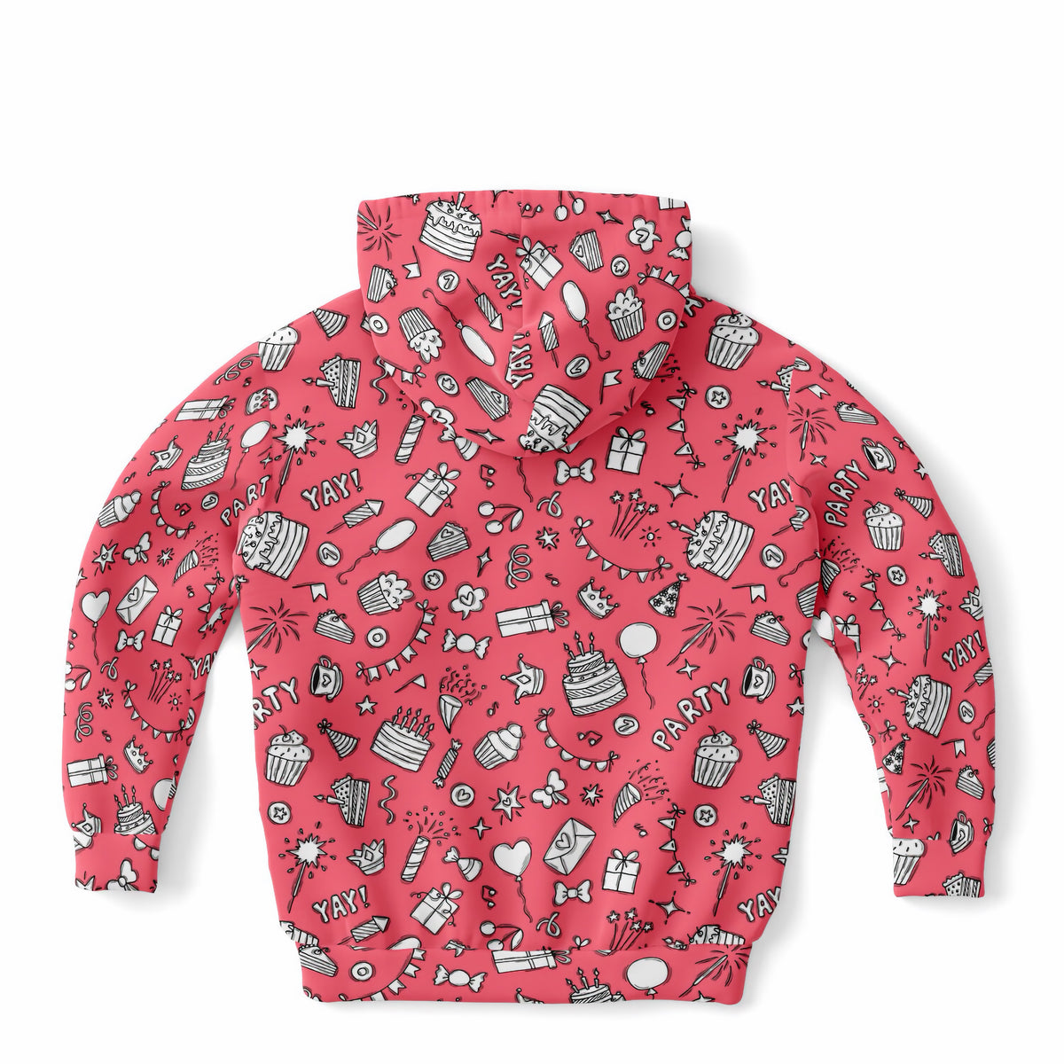 Girls Pink Birthday Themed Hoodie – Ultra Comfy & Stretchy, Cozy Fleece or Lightweight Sports Fabric, Double-Layer Hood & Kangaroo Pocket