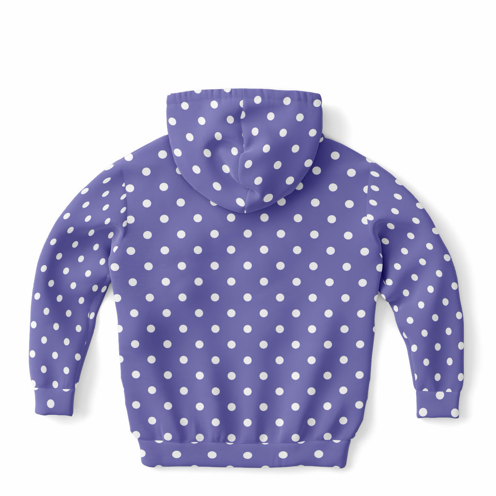Girls Purple Polka Dot Hoodie – Ultra Comfy & Stretchy, Cozy Fleece or Lightweight Sports Fabric, Double-Layer Hood & Kangaroo Pocket