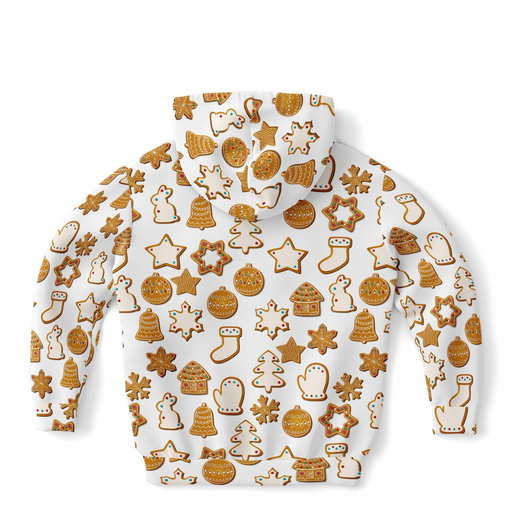 Kids Festive Holiday Cookies Hoodie – Ultra Comfy & Stretchy, Cozy Fleece or Lightweight Sports Fabric, Double-Layer Hood & Kangaroo Pocket