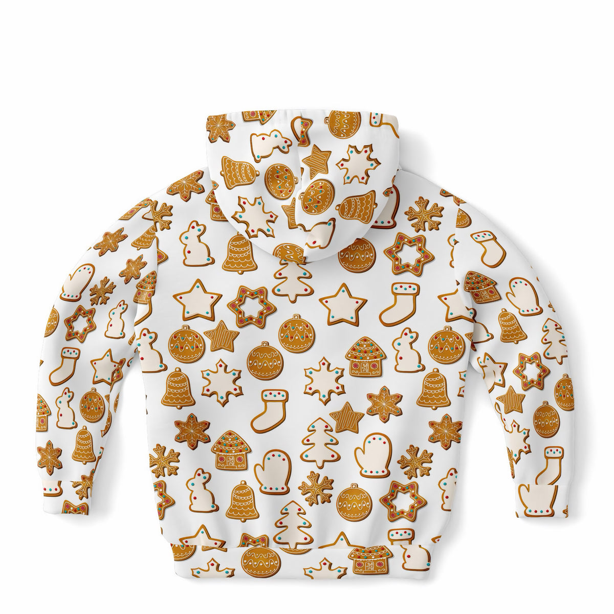 Kids Festive Holiday Cookies Hoodie – Ultra Comfy & Stretchy, Cozy Fleece or Lightweight Sports Fabric, Double-Layer Hood & Kangaroo Pocket