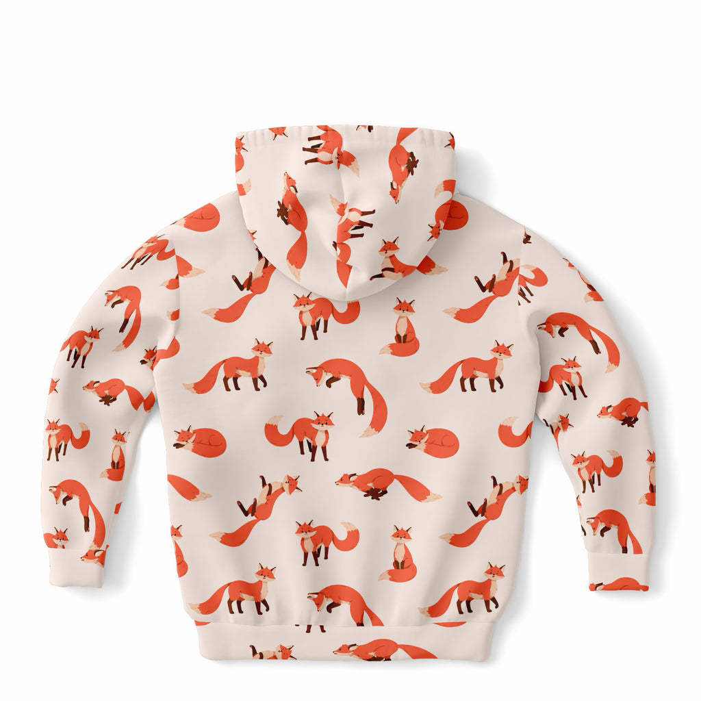 Kids Orange Fox Hoodie – Ultra Comfy & Stretchy, Cozy Fleece or Lightweight Sports Fabric, Double-Layer Hood & Kangaroo Pocket