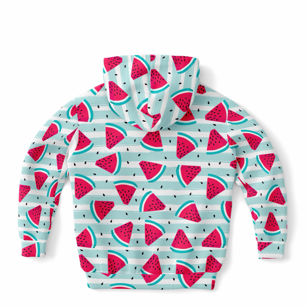 Kids Watermelon Stripe Hoodie – Ultra Comfy & Stretchy, Cozy Fleece or Lightweight Sports Fabric, Double-Layer Hood & Kangaroo Pocket