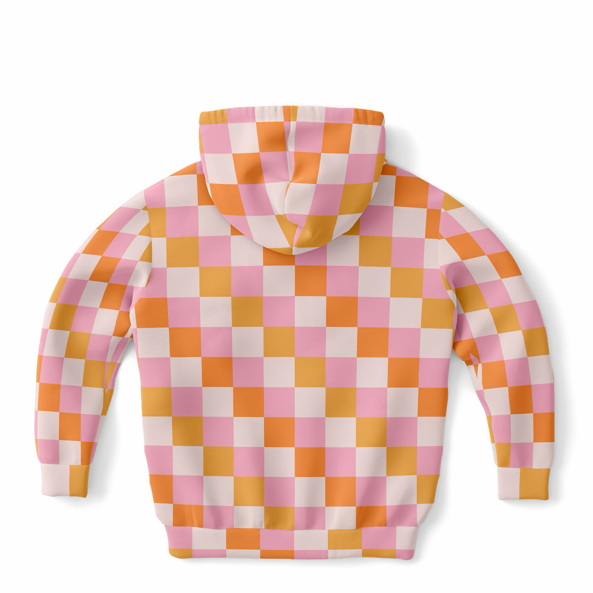 Girls Sunset Checkered Hoodie – Ultra Comfy & Stretchy, Cozy Fleece or Lightweight Sports Fabric, Double-Layer Hood & Kangaroo Pocket