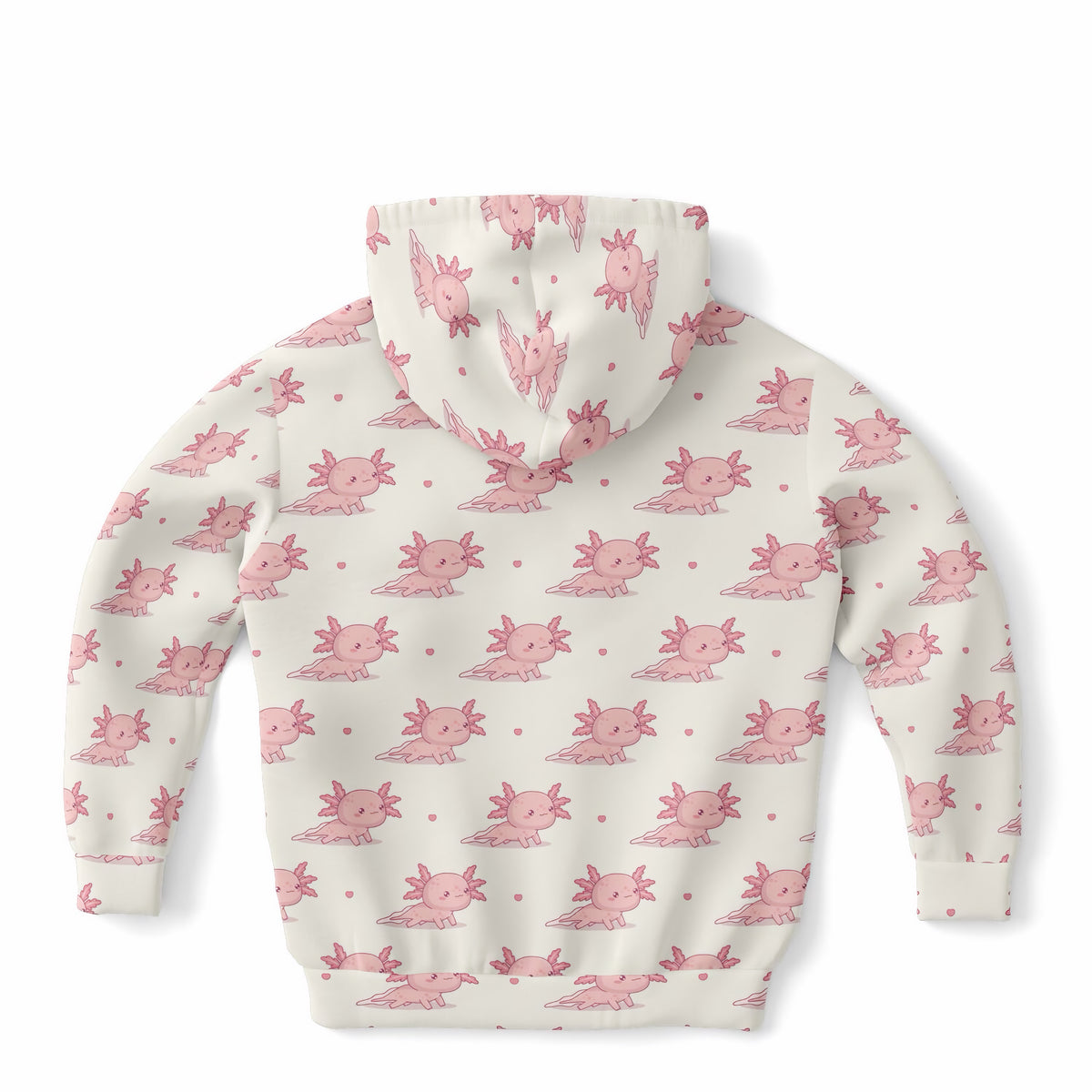 Girls Pink Axolotl Hoodie – Ultra Comfy & Stretchy, Cozy Fleece or Lightweight Sports Fabric, Double-Layer Hood & Kangaroo Pocket