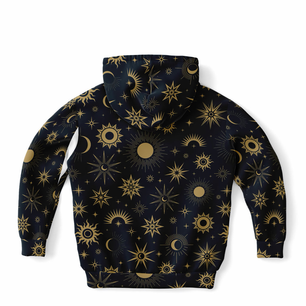 Kids Celestial Sun & Moon Hoodie – Ultra Comfy & Stretchy, Cozy Fleece or Lightweight Sports Fabric, Double-Layer Hood & Kangaroo Pocket