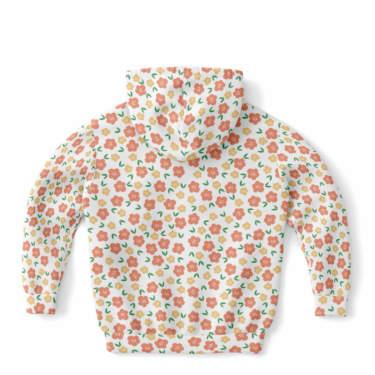 Girls Peach & Yellow Floral Hoodie – Ultra Comfy & Stretchy, Cozy Fleece or Lightweight Sports Fabric, Double-Layer Hood & Kangaroo Pocket