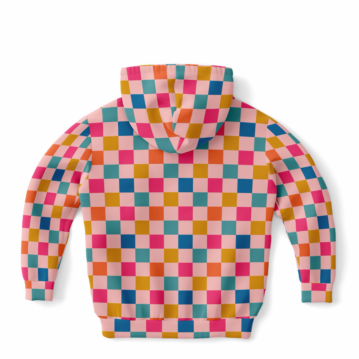 Girls Bright Rainbow Checkered Hoodie – Ultra Comfy & Stretchy, Cozy Fleece or Lightweight Sports Fabric, Double-Layer Hood & Kangaroo Pocket