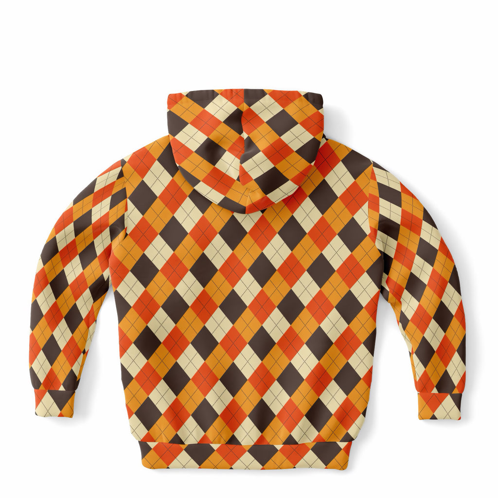 Kids Autumn Argyle Hoodie – Ultra Comfy & Stretchy, Cozy Fleece or Lightweight Sports Fabric, Double-Layer Hood & Kangaroo Pocket