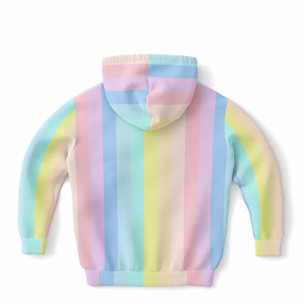 Girls Rainbow Stripe Hoodie – Ultra Comfy & Stretchy, Cozy Fleece or Lightweight Sports Fabric, Double-Layer Hood & Kangaroo Pocket