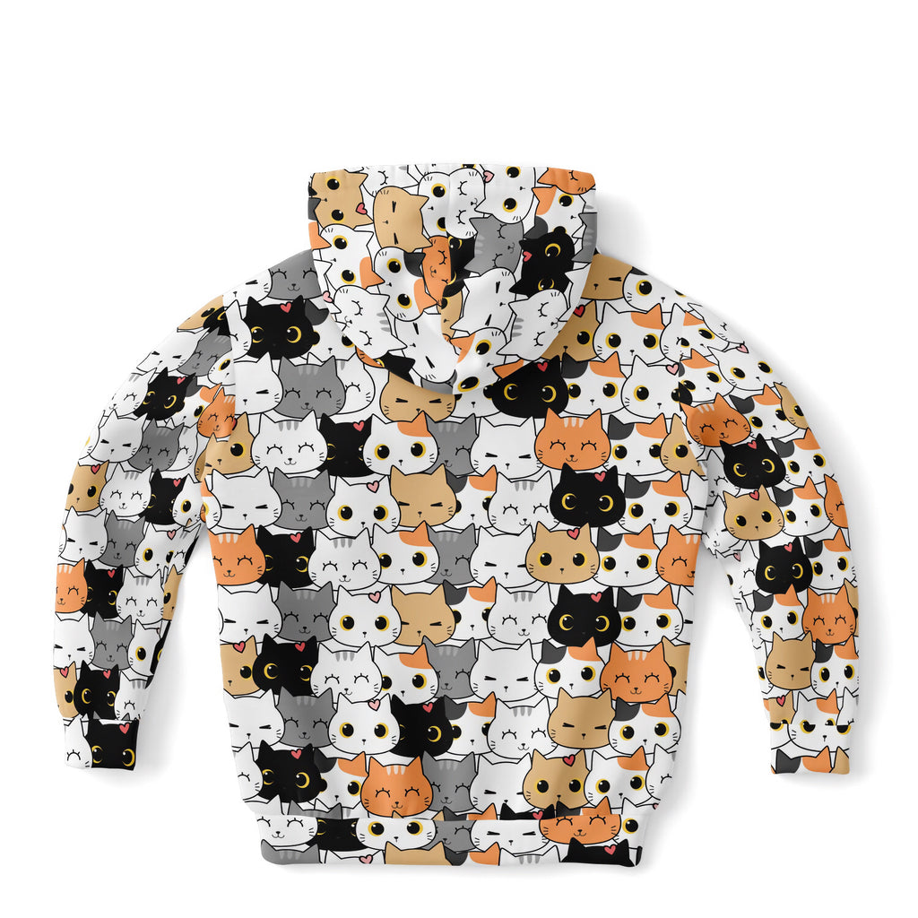 Girls Cat Face Hoodie – Cozy Cotton Fleece or Lightweight Sports Fabric