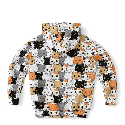 Girls Cat Face Hoodie – Cozy Cotton Fleece or Lightweight Sports Fabric