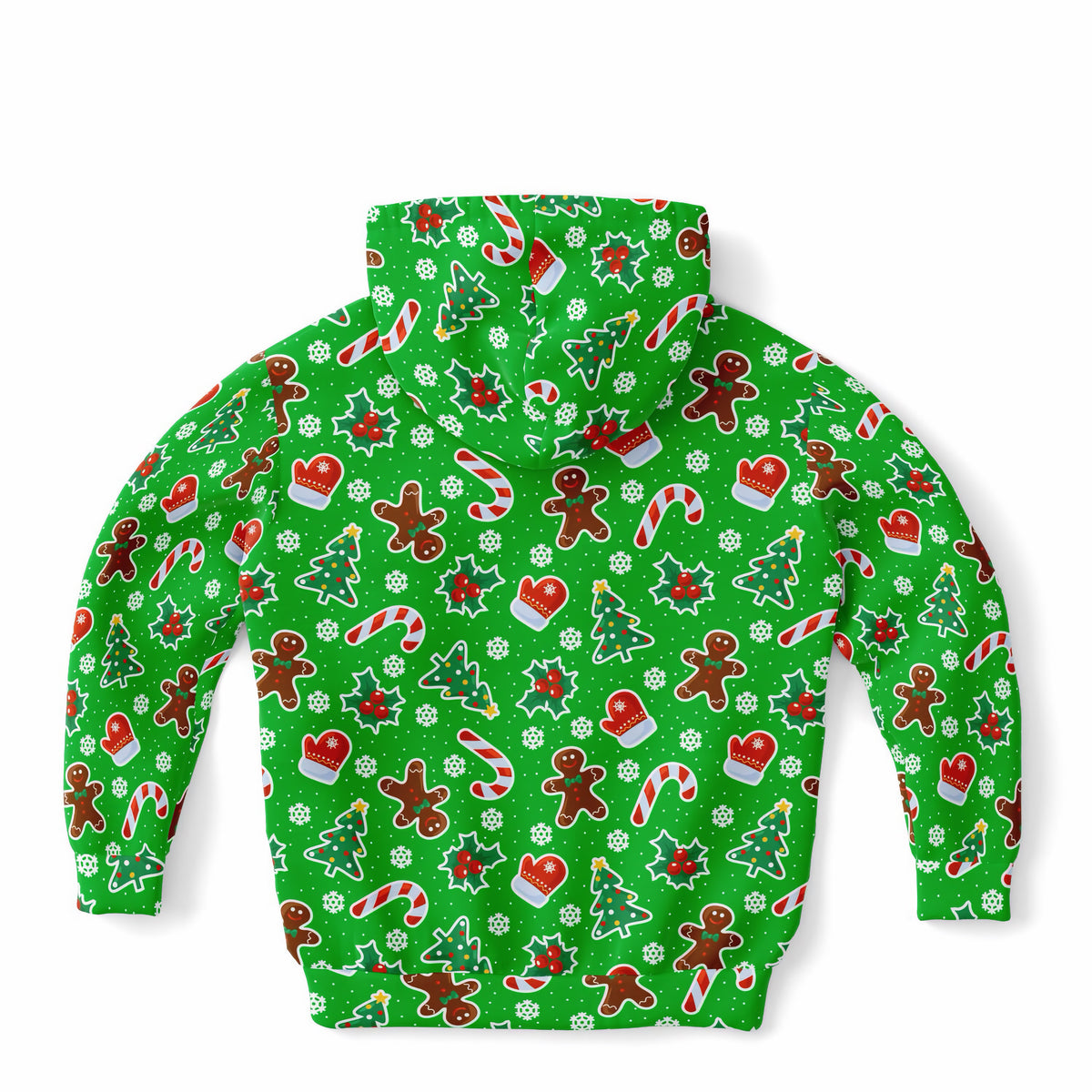 Kids Green Christmas Icons Hoodie – Ultra Comfy & Stretchy, Cozy Fleece or Lightweight Sports Fabric, Double-Layer Hood & Kangaroo Pocket