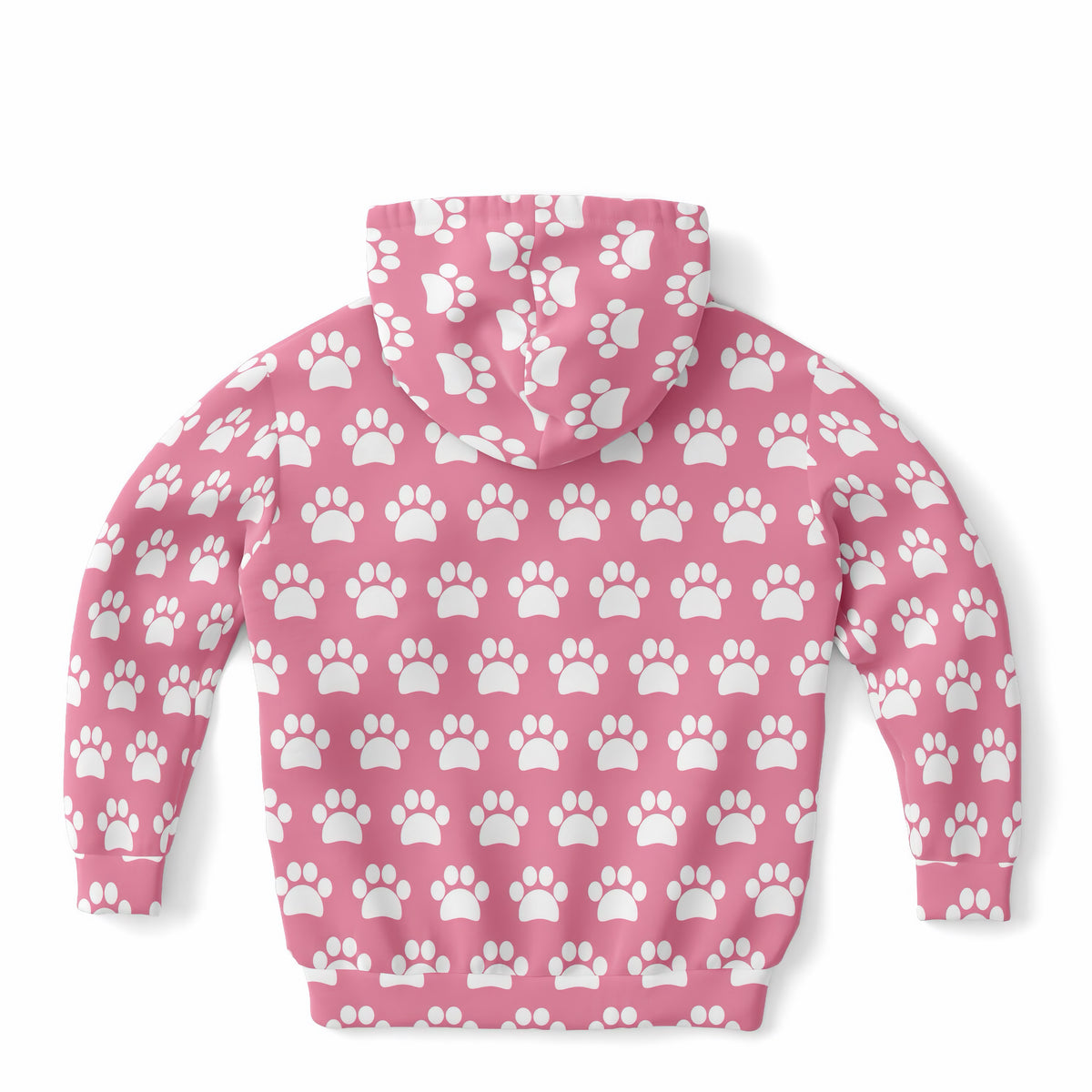 Girls Pink Paw Print Hoodie – Ultra Comfy & Stretchy, Cozy Fleece or Lightweight Sports Fabric, Double-Layer Hood & Kangaroo Pocket