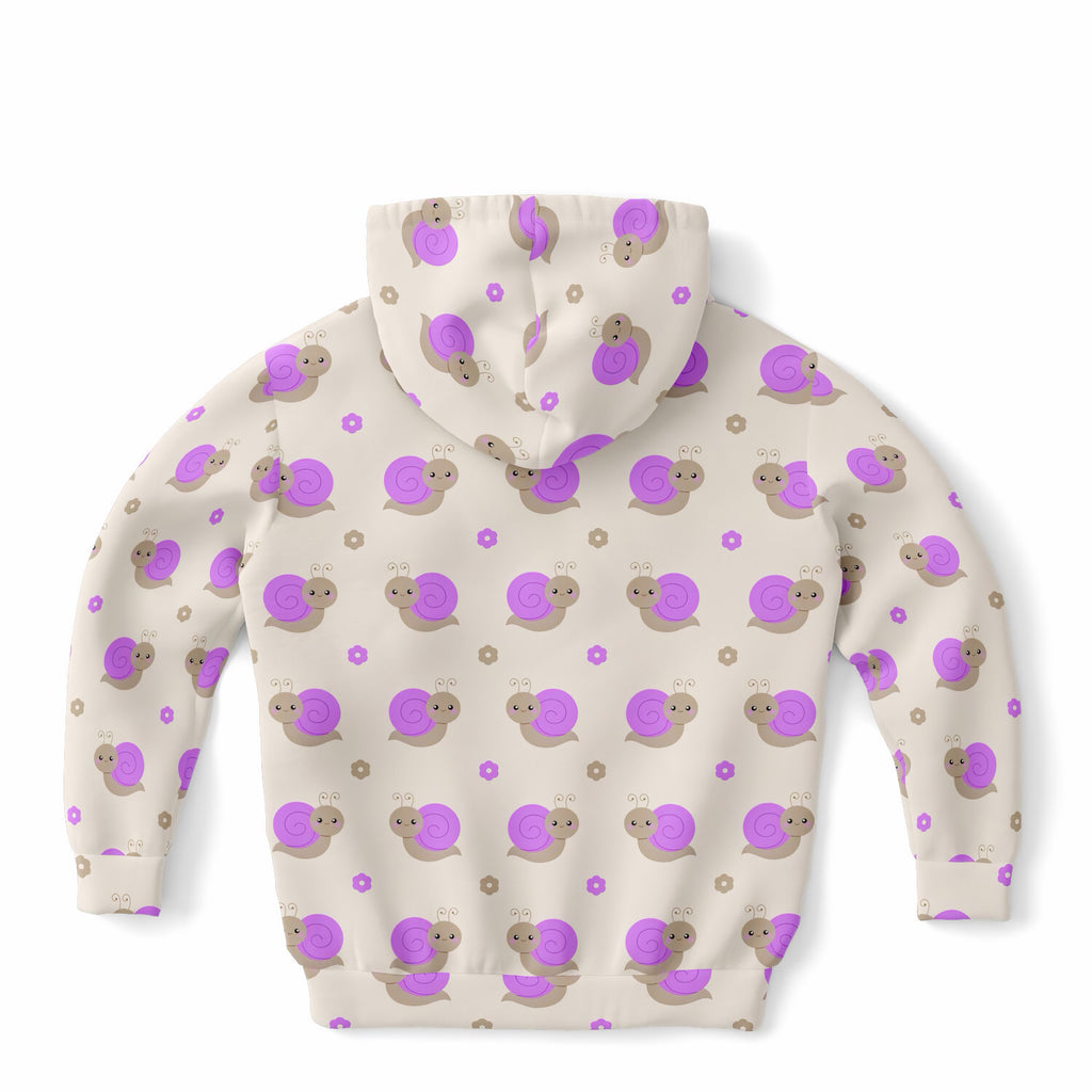 Girls Purple Snail Hoodie – Ultra Comfy & Stretchy, Cozy Fleece or Lightweight Sports Fabric, Double-Layer Hood & Kangaroo Pocket