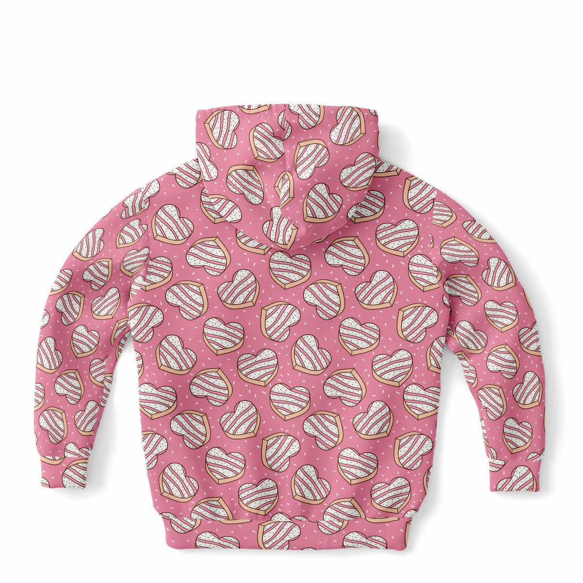 Girls Pink Heart Cookie Hoodie – Ultra Comfy & Stretchy, Cozy Fleece or Lightweight Sports Fabric, Double-Layer Hood & Kangaroo Pocket
